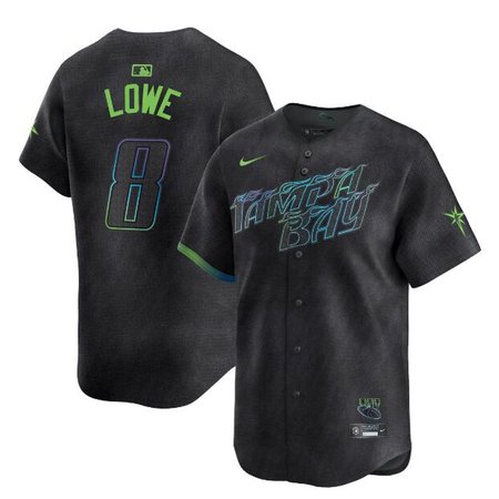 Men's Tampa Bay Rays #8 Brandon Lowe Charcoal 2024 City Connect Limited Stitched Baseball Jersey